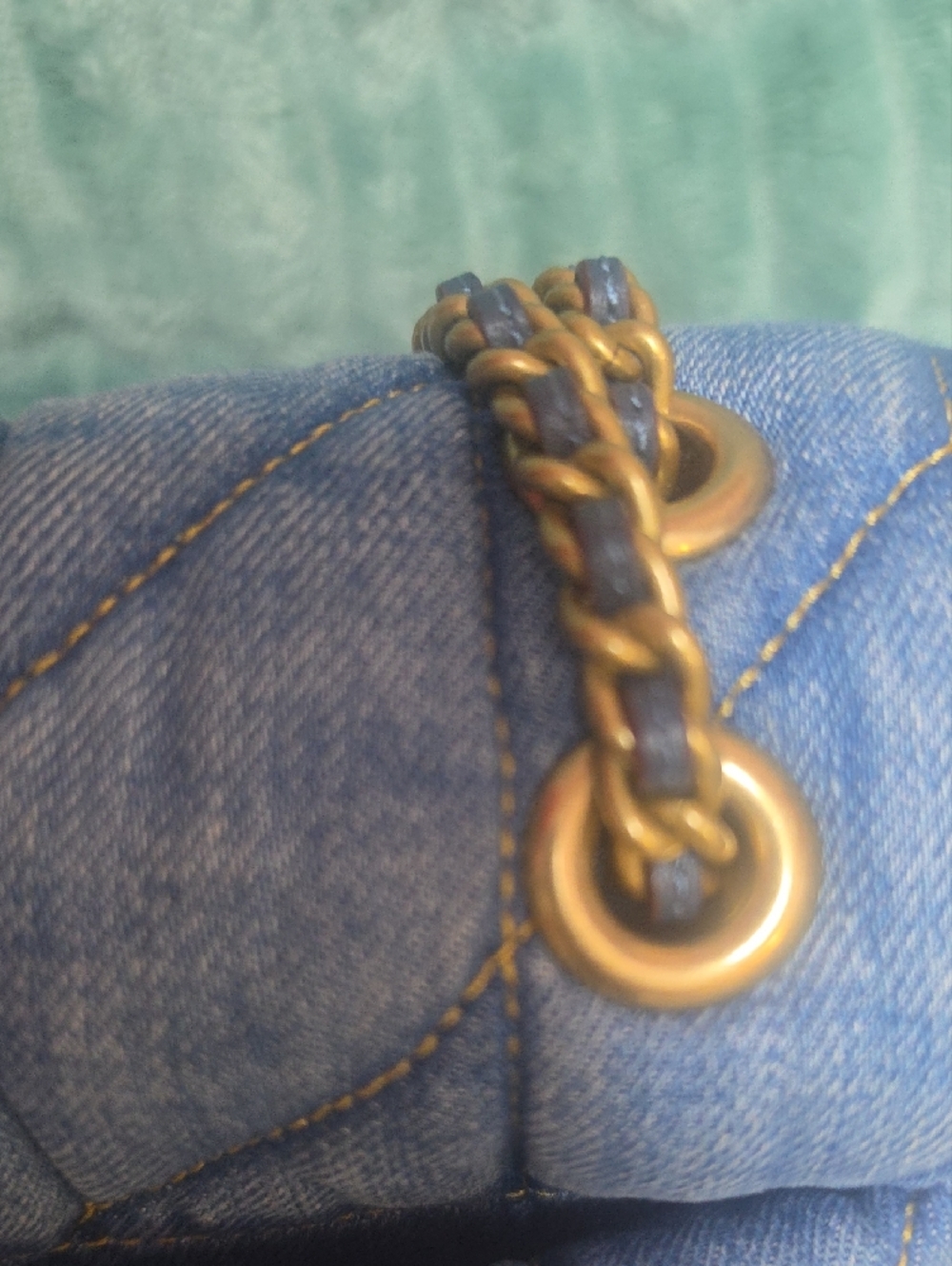 Coach Quilted Tabby 20 Denim Shoulder Bag with Brass 'C' - Blue Denim - Picture 10 of 16